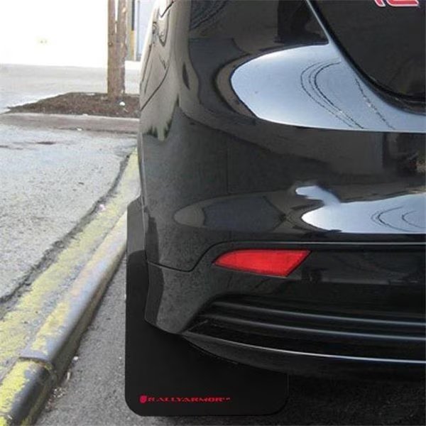 Rally Armor MF27-UR-BLK-RD Black Mud Flap with Red Logo for 2013-Up Ford Focus ST, Rally Armor, Mfr#: MF27-UR-BLK/RD